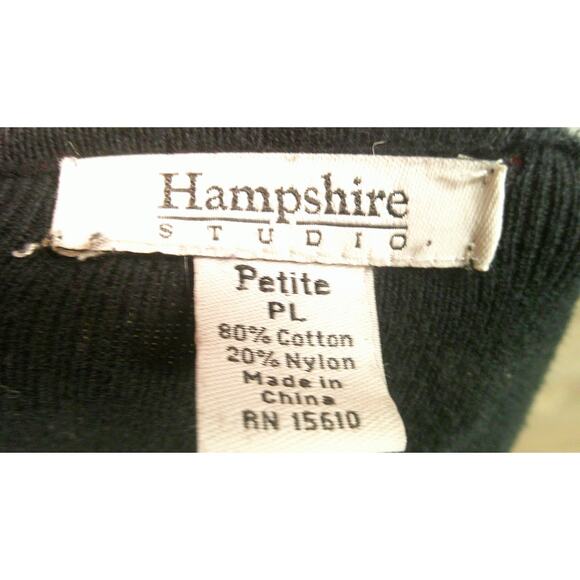 Hampshire Studio Button-down Black V-neck Cardigan Women's PL 3/4 Sleeve - Picture 4 of 4